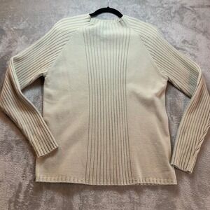 Blue Ink Mens Ribbed Knit Sweater Beige Cream Mock Neck Pullover Size M RN100258